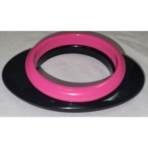 Vtg Atomic 80s Bangle Bracelets Women Pink Black Retro Resin Acrylic Statement
